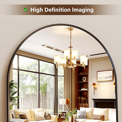XRAMFY 56"x21" Black Arched Full Length Mirror Floor Mirrors with Stand