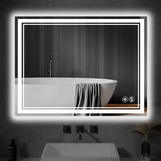 24" x 36" Bathroom Mirror with LED Lights, Anti-Fog, Dimmable 3 Colors