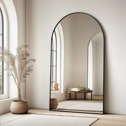 Dewfig Arched Full Length Mirror, 76"x34" Large Floor Mirror, Black