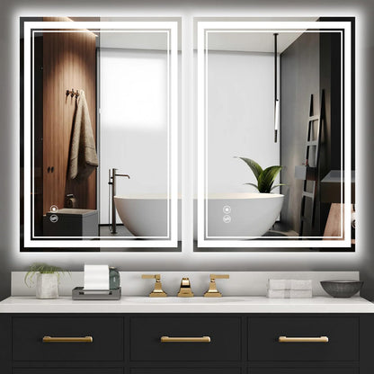 24" x 36" Bathroom Mirror with LED Lights, Anti-Fog, Dimmable 3 Colors