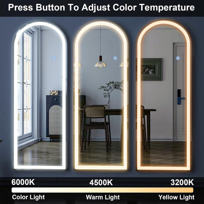 GLSLAND 20"x56" Arched Full Length Mirror LED Lighted Floor Standing Mirror