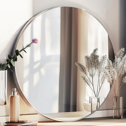 Sunniry Black Round Mirror, Round Mirror 24 inch, Matte Black Metal Frame