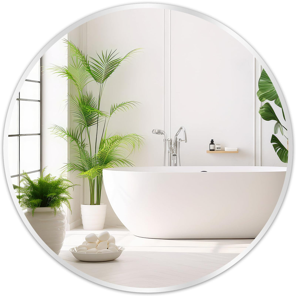 Black Round Mirror 30 Inch, Wall Circle Mirror for Bathroom, Matte Framed