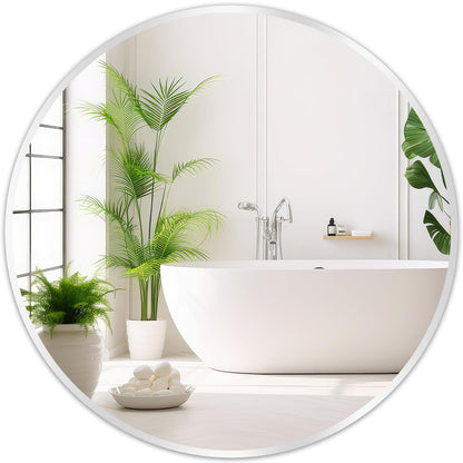 Black Round Mirror 30 Inch, Wall Circle Mirror for Bathroom, Matte Framed