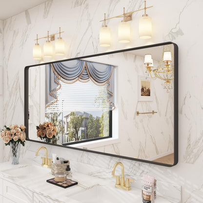 24x30 Inch Black Metal Framed Bathroom Mirror for Wall