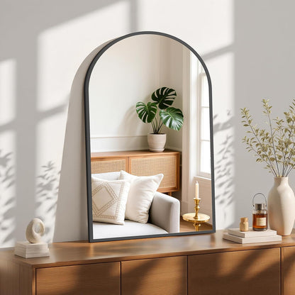 Sweetcrispy 24"x36" Arched Black Bathroom Mirrors for Wall