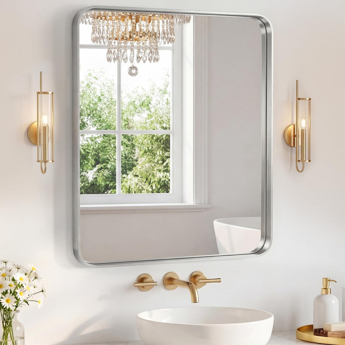 Sweetcrispy Bathroom Mirror 36x24 Inch, Vanity Mirror for Wall