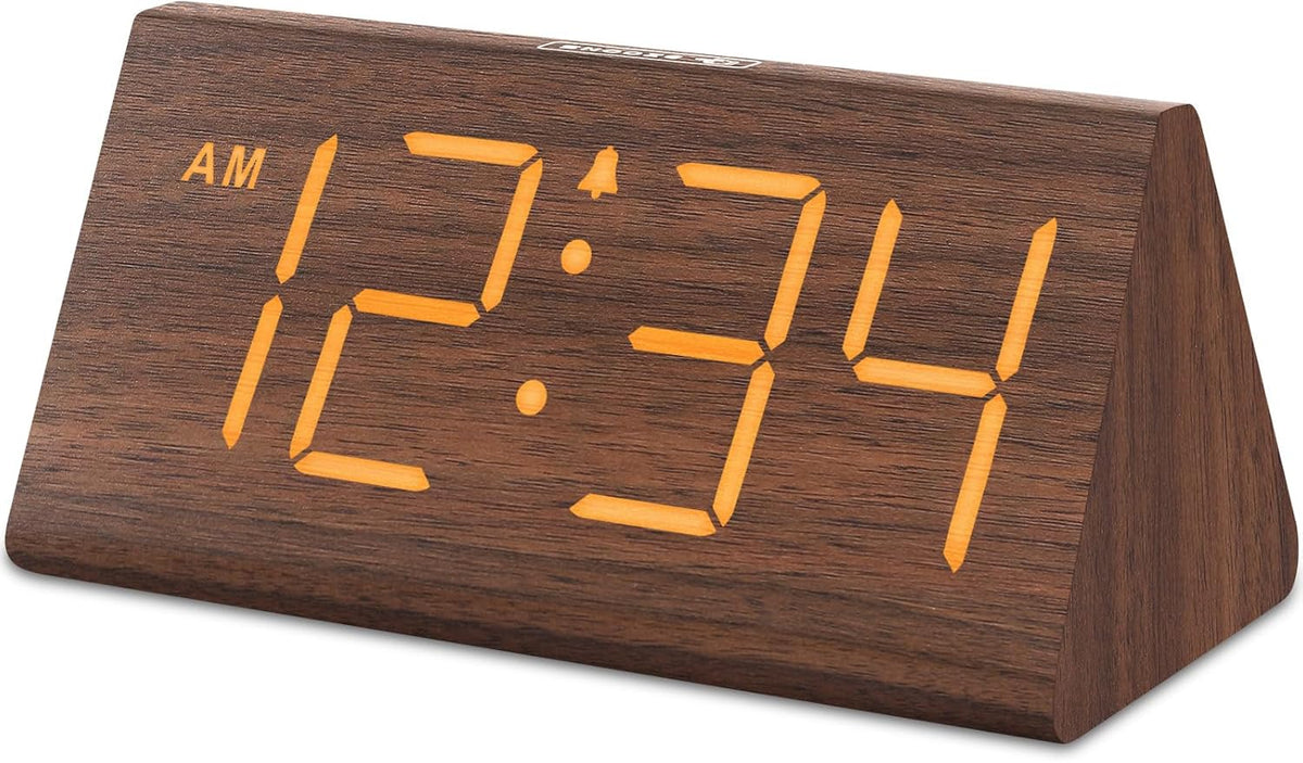 DreamSky Wooden Digital Alarm Clock for Bedrooms Desk with Large Numbers