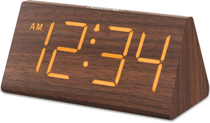 DreamSky Wooden Digital Alarm Clock for Bedrooms Desk with Large Numbers
