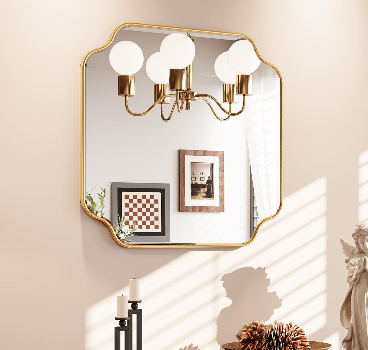 Kelly Miller 24"x48" Gold Foil Scalloped Decorative Wall Mirror