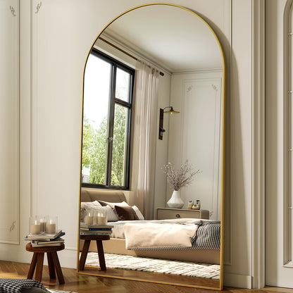 XRAMFY 56"x21" Black Arched Full Length Mirror Floor Mirrors with Stand