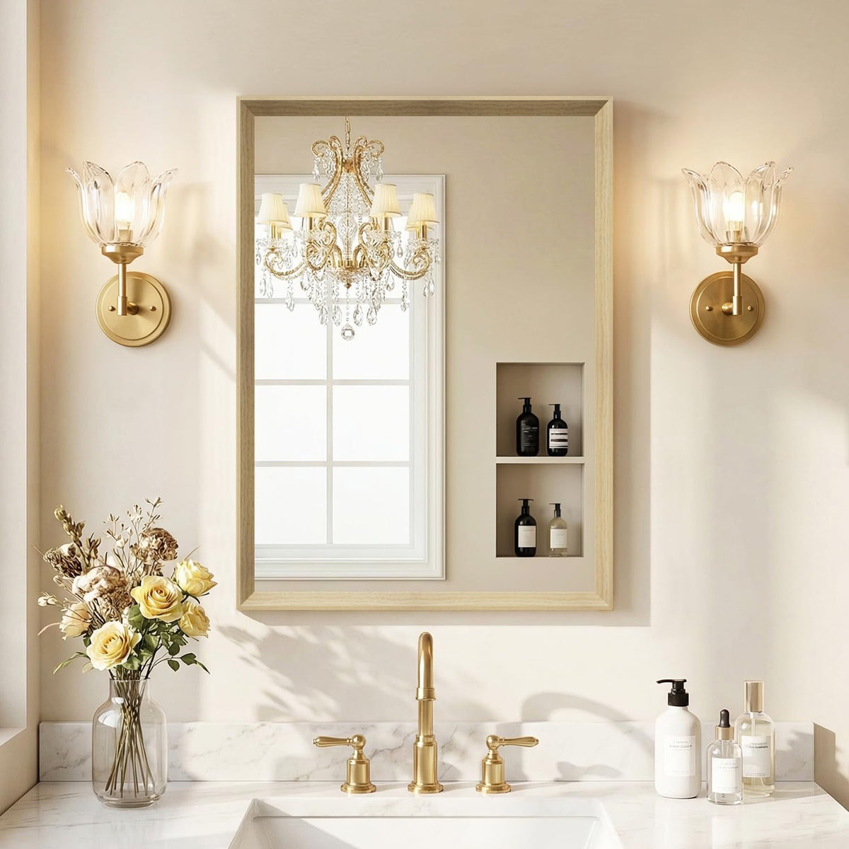 Oak Wood Effect Framed Wall Mirror, 22x30 Rectangle Mirror