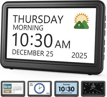 Clock with Day and Date for Elderly,7" Large Display Digital Calendar Clock