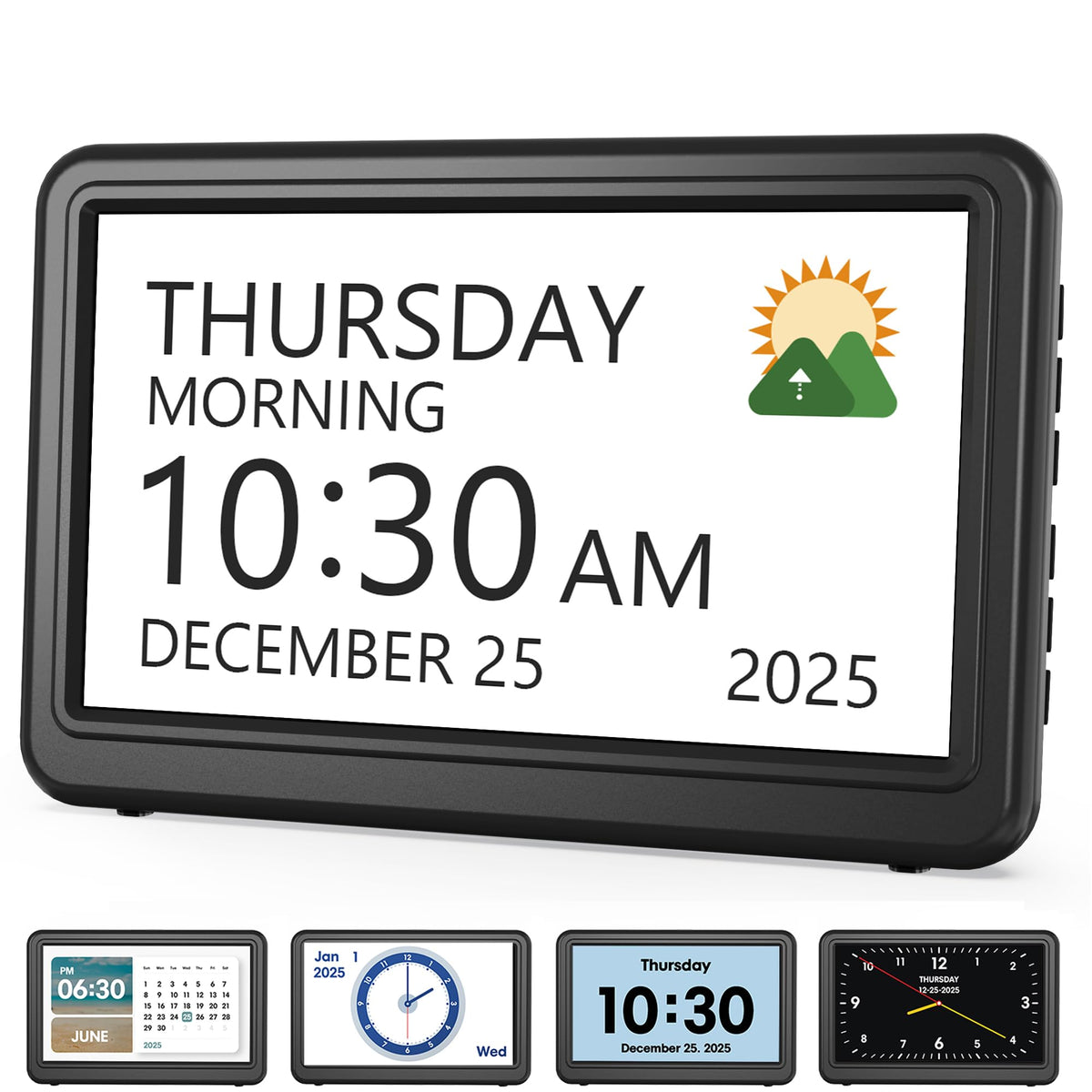 Clock with Day and Date for Elderly,7" Large Display Digital Calendar Clock