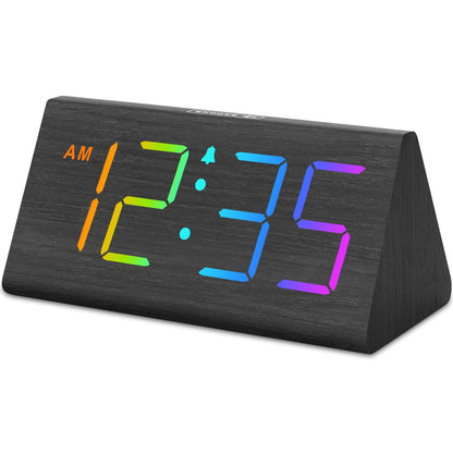 DreamSky Wooden Digital Alarm Clock for Bedrooms Desk with Large Numbers