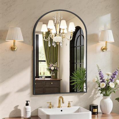 Sweetcrispy 24"x 36" Arched Gold Bathroom Mirrors for Wall