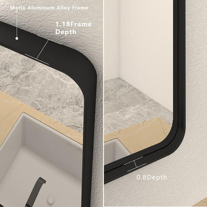 24x30 Inch Black Metal Framed Bathroom Mirror for Wall