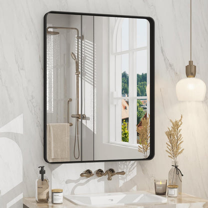24x30 Inch Black Metal Framed Bathroom Mirror for Wall