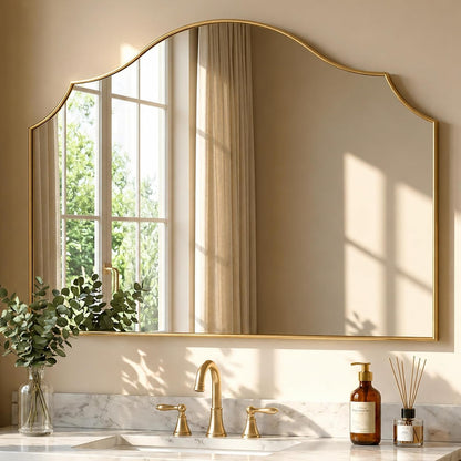 26"x35" Gold Arched Wall Mirror, Decorative Mirror