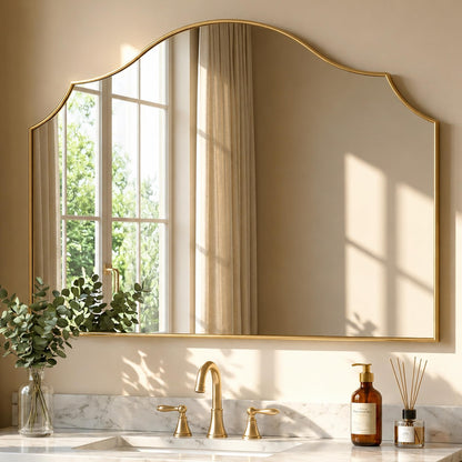26"x35" Gold Arched Wall Mirror, Decorative Mirror