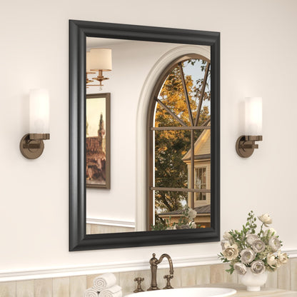 24x30 Inch Black Metal Framed Bathroom Mirror for Wall