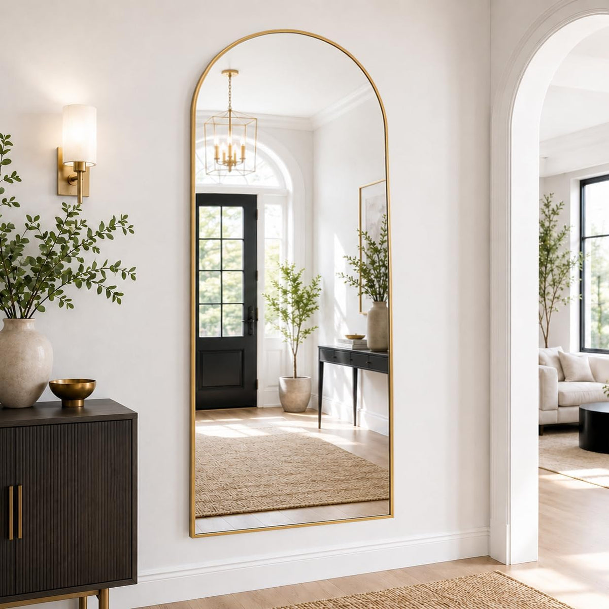 Full Length Mirror, 71"x26" Arched Standing Mirror Full Length (Gold)