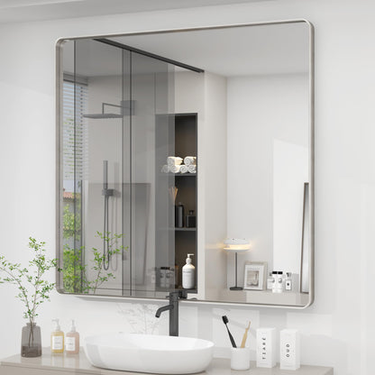 24x30 Inch Black Metal Framed Bathroom Mirror for Wall