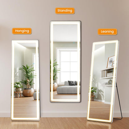 LED Rectangular Full Length Mirror, 64"L x 21"W Body Standing Mirror