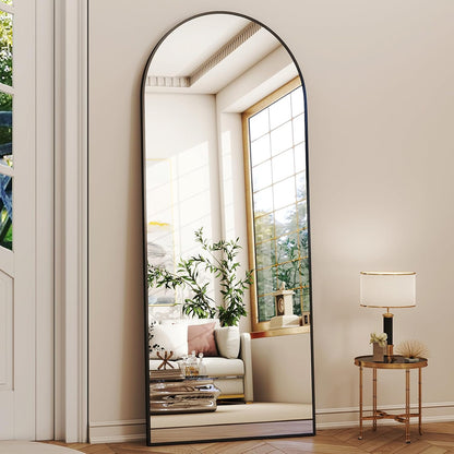 XRAMFY 56"x21" Black Arched Full Length Mirror Floor Mirrors with Stand