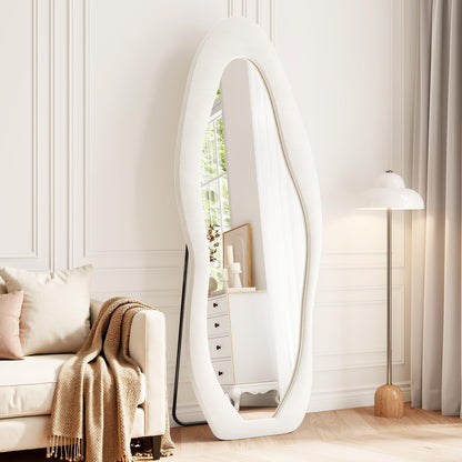Full Length Mirror, 63"x24" Wavy Full Body Mirror Flannel
