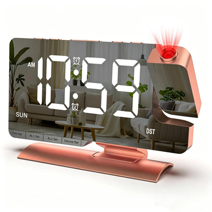Projection Clock for Bedroom Ceiling, Black LED Mirror Digital Alarm Clock