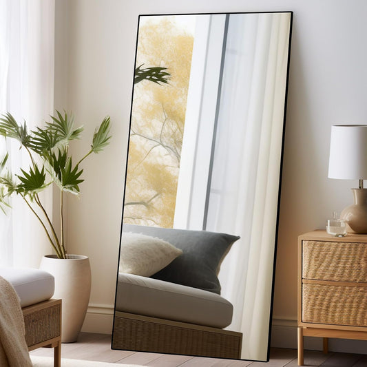Beauty4U 71" x 32" Full Length Mirror with Stand, Black Large Floor Mirror