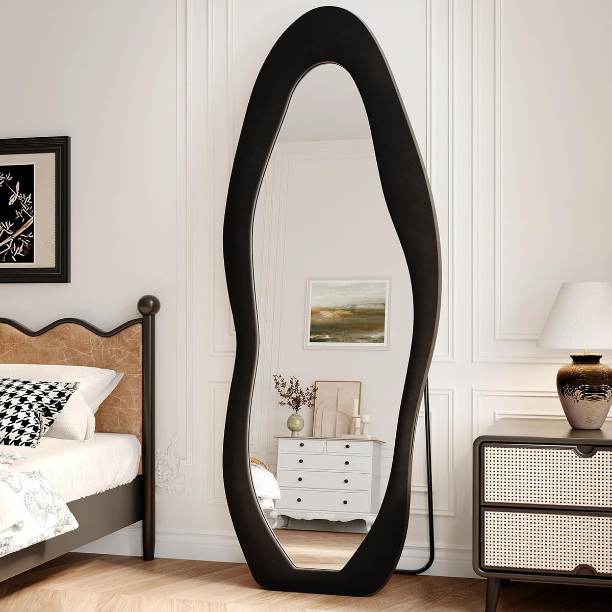 Full Length Mirror, 63"x24" Wavy Full Body Mirror Flannel