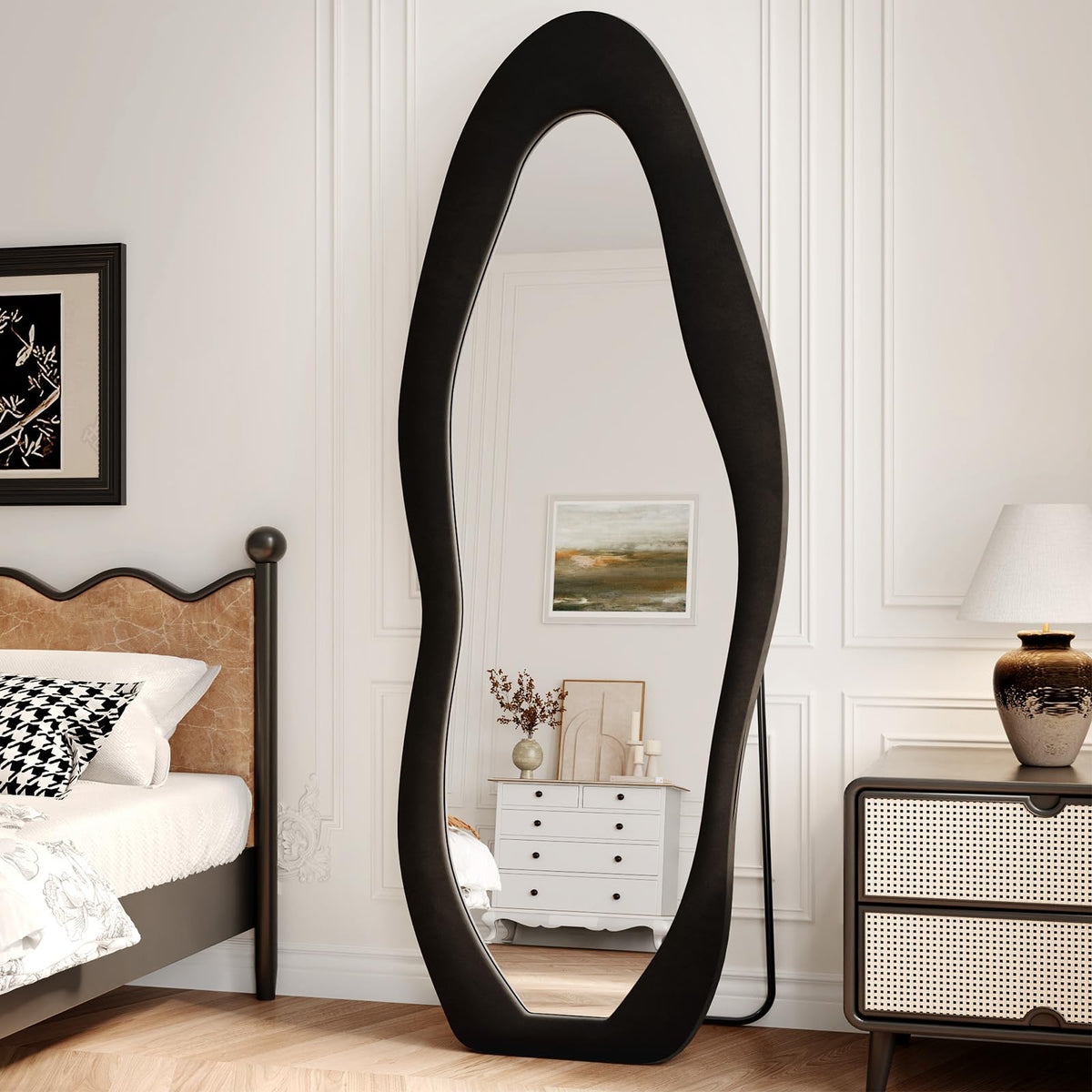 Full Length Mirror, 63"x24" Wavy Full Body Mirror Flannel