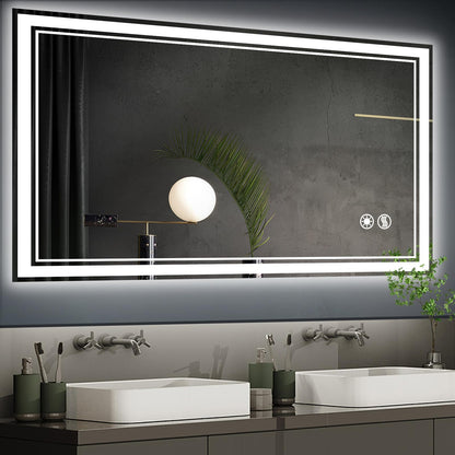 24" x 36" Bathroom Mirror with LED Lights, Anti-Fog, Dimmable 3 Colors