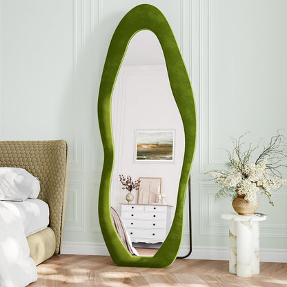 Full Length Mirror, 63"x24" Wavy Full Body Mirror Flannel