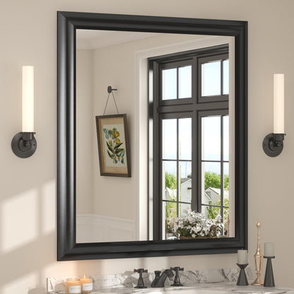 24x30 Inch Black Metal Framed Bathroom Mirror for Wall