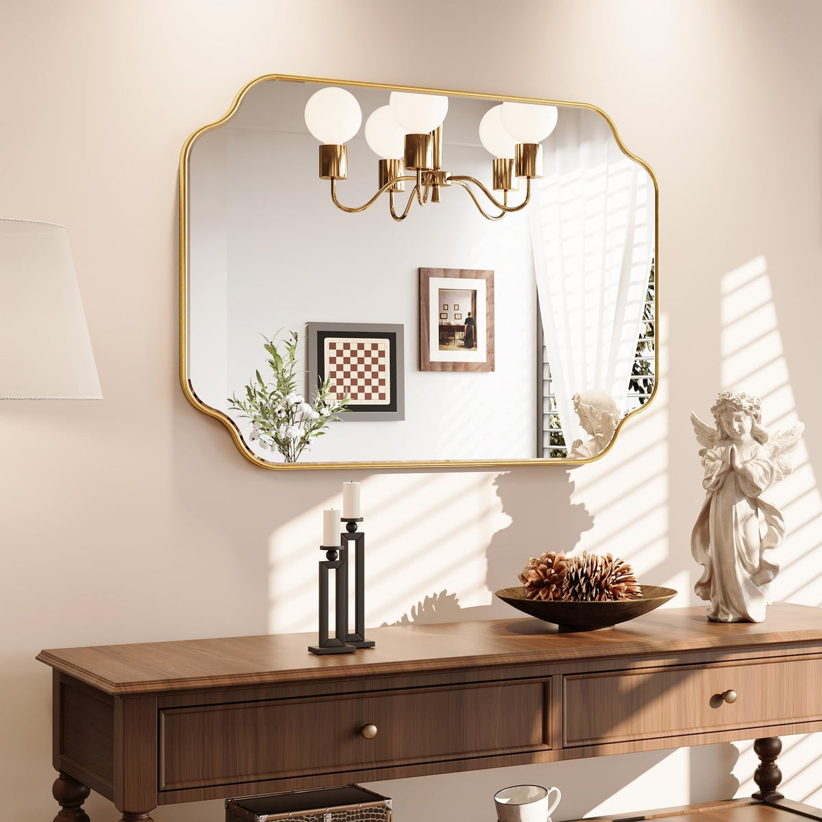 Kelly Miller 24"x36" Gold Foil Scalloped Decorative Wall Mirror