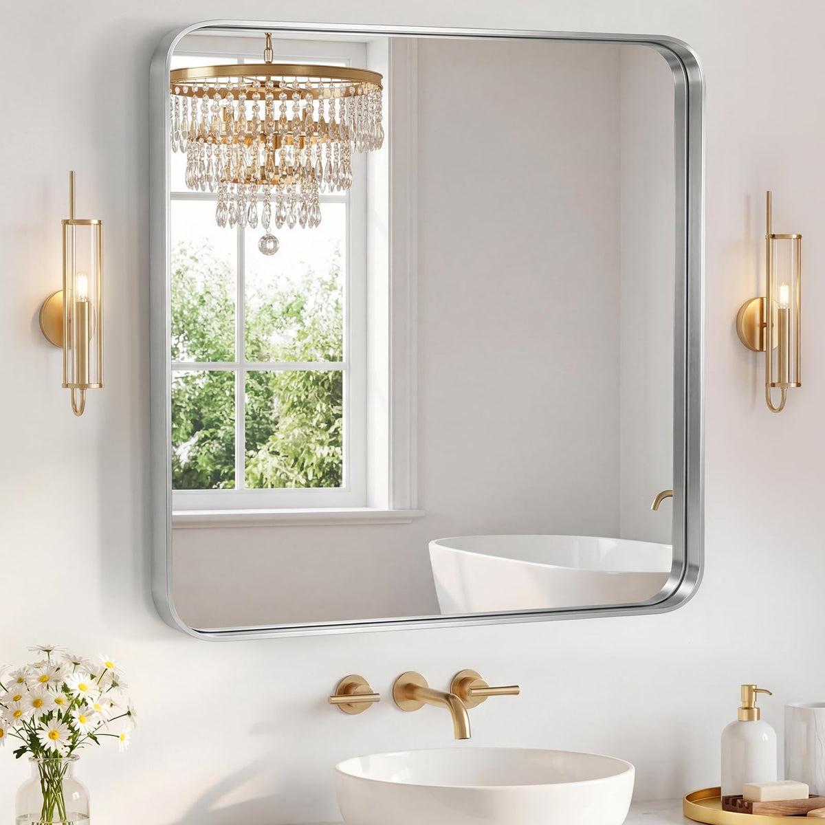 Sweetcrispy Bathroom Mirror 36x24 Inch, Vanity Mirror for Wall