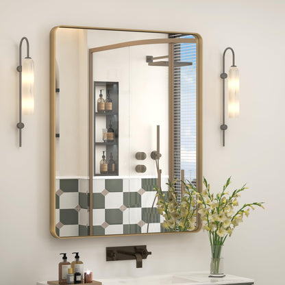 24x30 Inch Black Metal Framed Bathroom Mirror for Wall