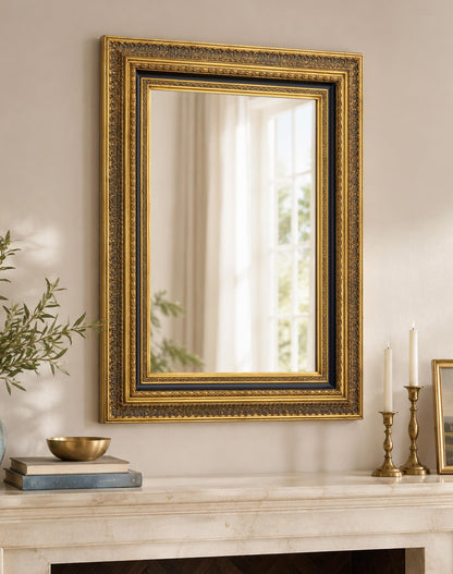 36x24 Large Baroque Wall Mirror for Entryway Fireplace Decor,Bronze Gold