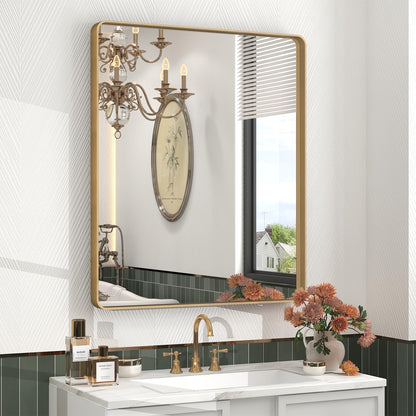 24x30 Inch Black Metal Framed Bathroom Mirror for Wall