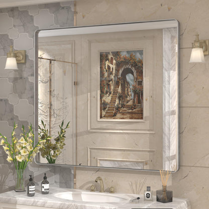 24x30 Inch Black Metal Framed Bathroom Mirror for Wall