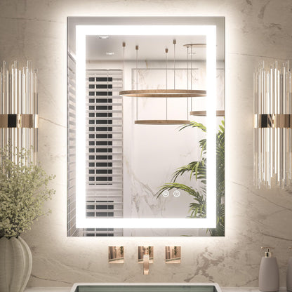 Keonjinn 24x32 Inch LED Bathroom Mirror with Lights, Frontlit & Backlit