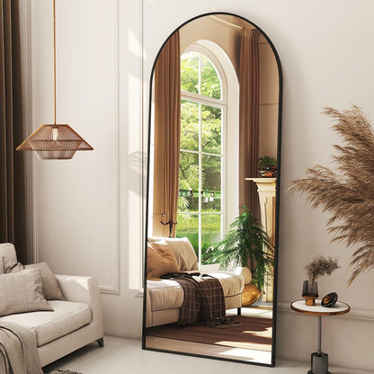 XRAMFY 56"x21" Black Arched Full Length Mirror Floor Mirrors with Stand
