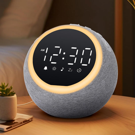 Smart Alarm Clock with White Noise & Night Light for Bedrooms