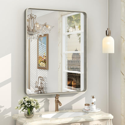 24x30 Inch Black Metal Framed Bathroom Mirror for Wall