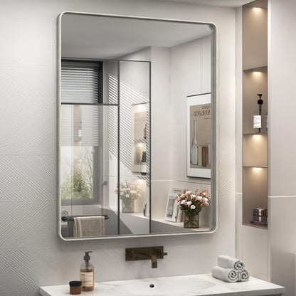 24x30 Inch Black Metal Framed Bathroom Mirror for Wall