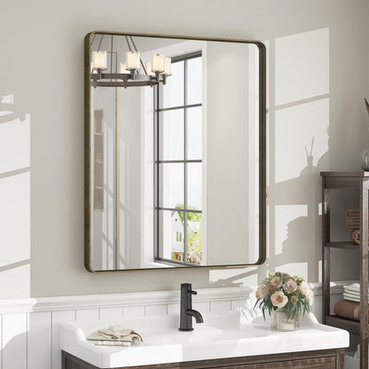 24x30 Inch Black Metal Framed Bathroom Mirror for Wall