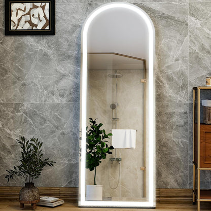 GLSLAND 20"x56" Arched Full Length Mirror LED Lighted Floor Standing Mirror